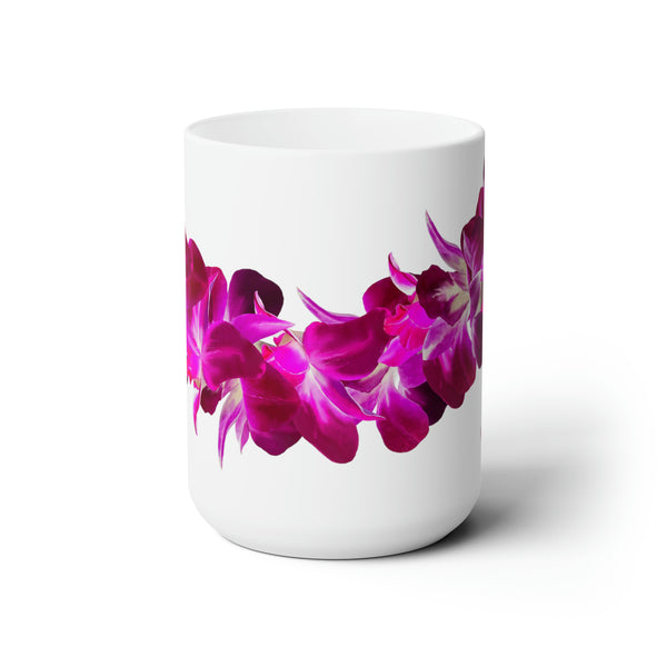 Purple Orchid Lei Ceramic Mug (15oz)
