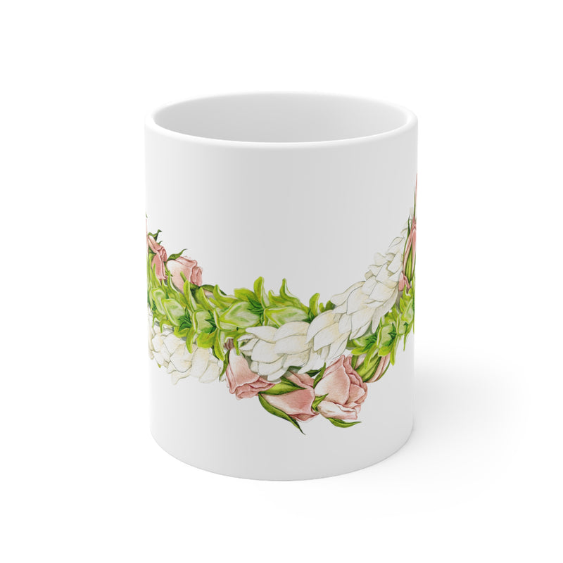 Pakalana, Rosebud, + Pikake Twist Lei Ceramic Mug (11oz)