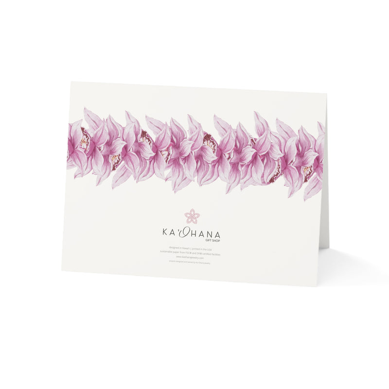 Pink Orchid Lei Greeting Card