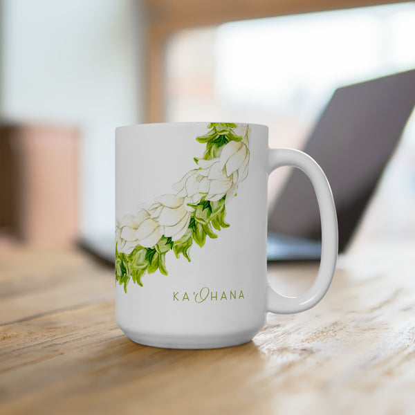 Pakalana + Pikake Twist Lei Ceramic Mug (15oz)