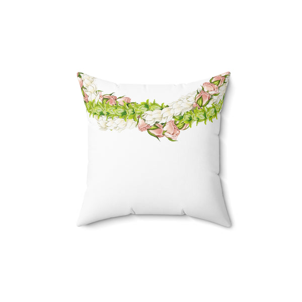 Double-Sided Pakalana, Rosebud, + Pikake Lei Square Pillow