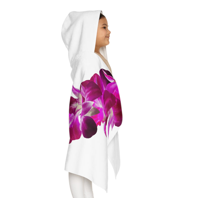 Purple Orchid Lei Youth Hooded Towel