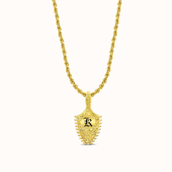 Ali'i Scroll Heirloom Paddle Initial Necklace