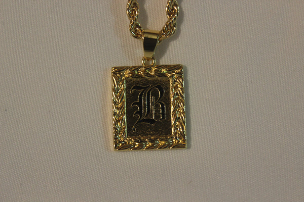 Maile Heirloom Initial Plate Necklace – 20mm | 18k Gold Filled | “B” (Ready to Ship)