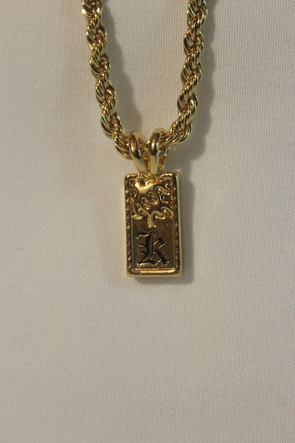 Mini Honu Heirloom Initial Necklace – 10mm | 18k Gold Filled | “K” (Ready to Ship)