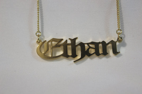 Inoa Personalized Cutout Necklace | 18k Gold Filled | “Ethan” (Ready to Ship)