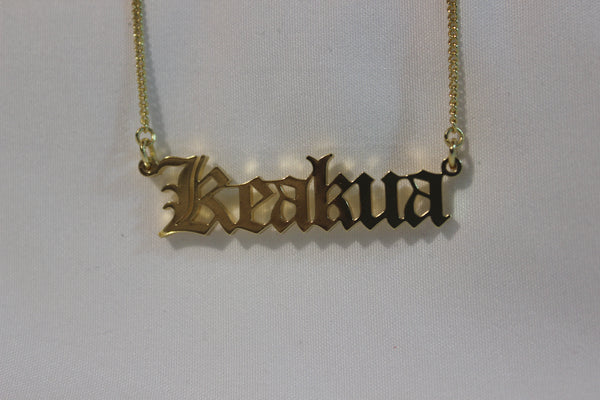 Inoa Personalized Cutout Necklace | 18k Gold Filled | “Keakua” (Ready to Ship)