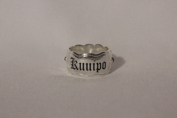 Hau'oli Heirloom Birthstone Ring - Size 9 | Thick Silver Coated | “Kuuipo” December Stone (Blue Topaz) (Ready to Ship)