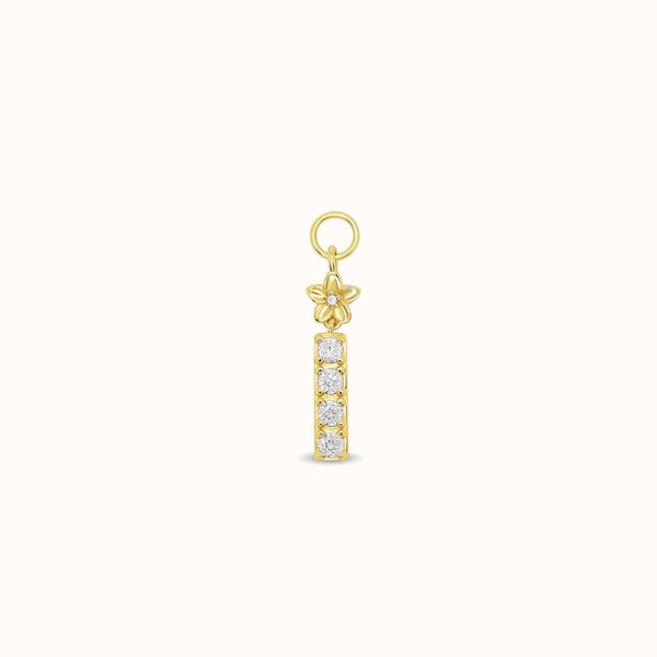 Mini Plumeria CZ Bar Hoop Charm