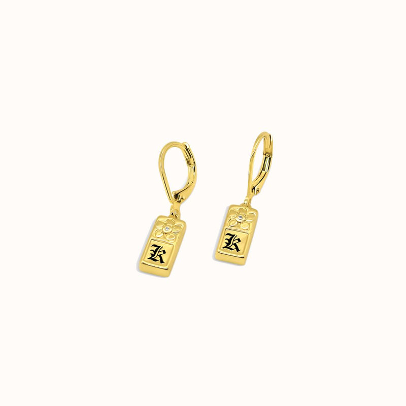 Pu’uwai Heirloom Mini Plate Initial Earrings